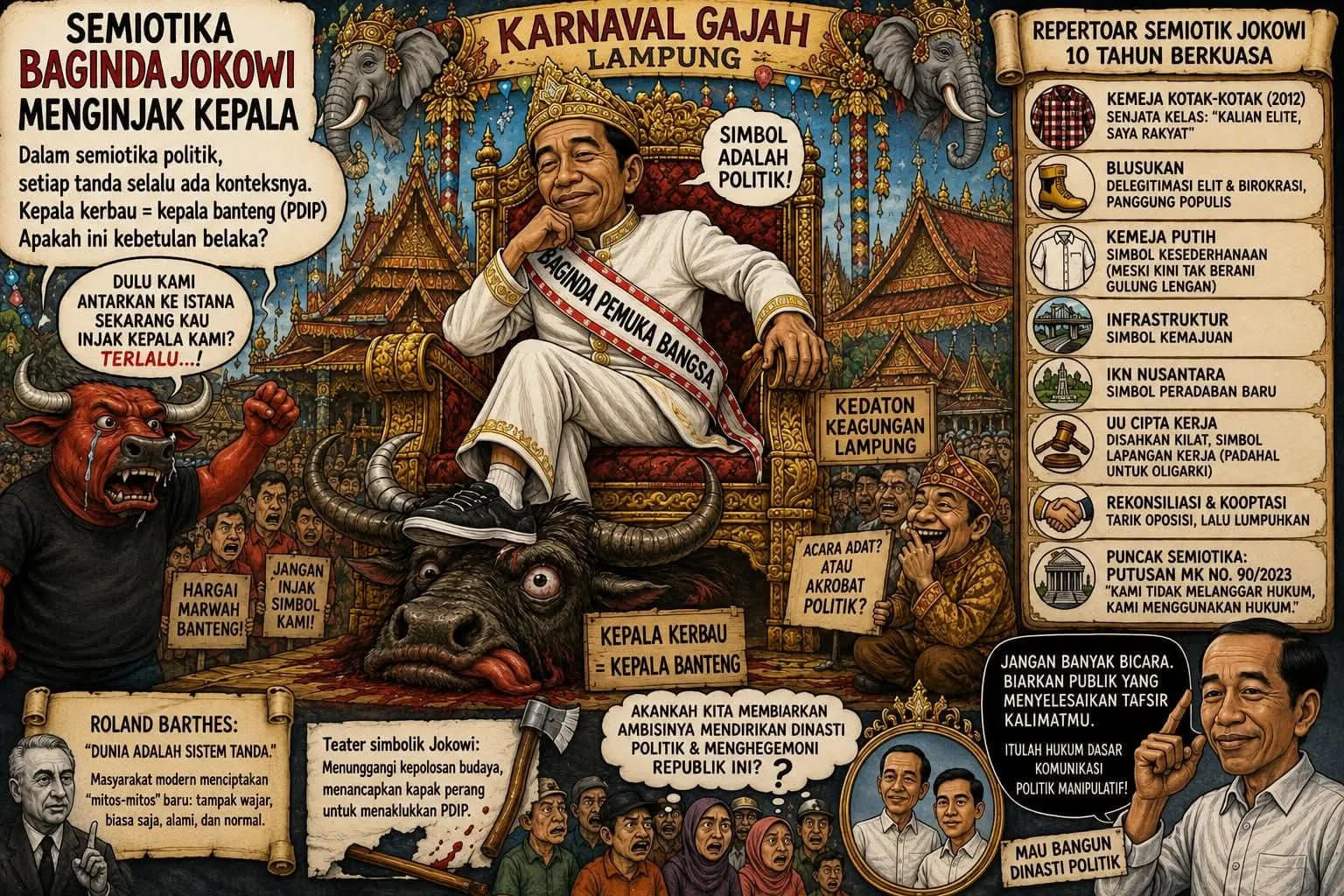 Semiotika Politik Jokowi Menginjak Kepala