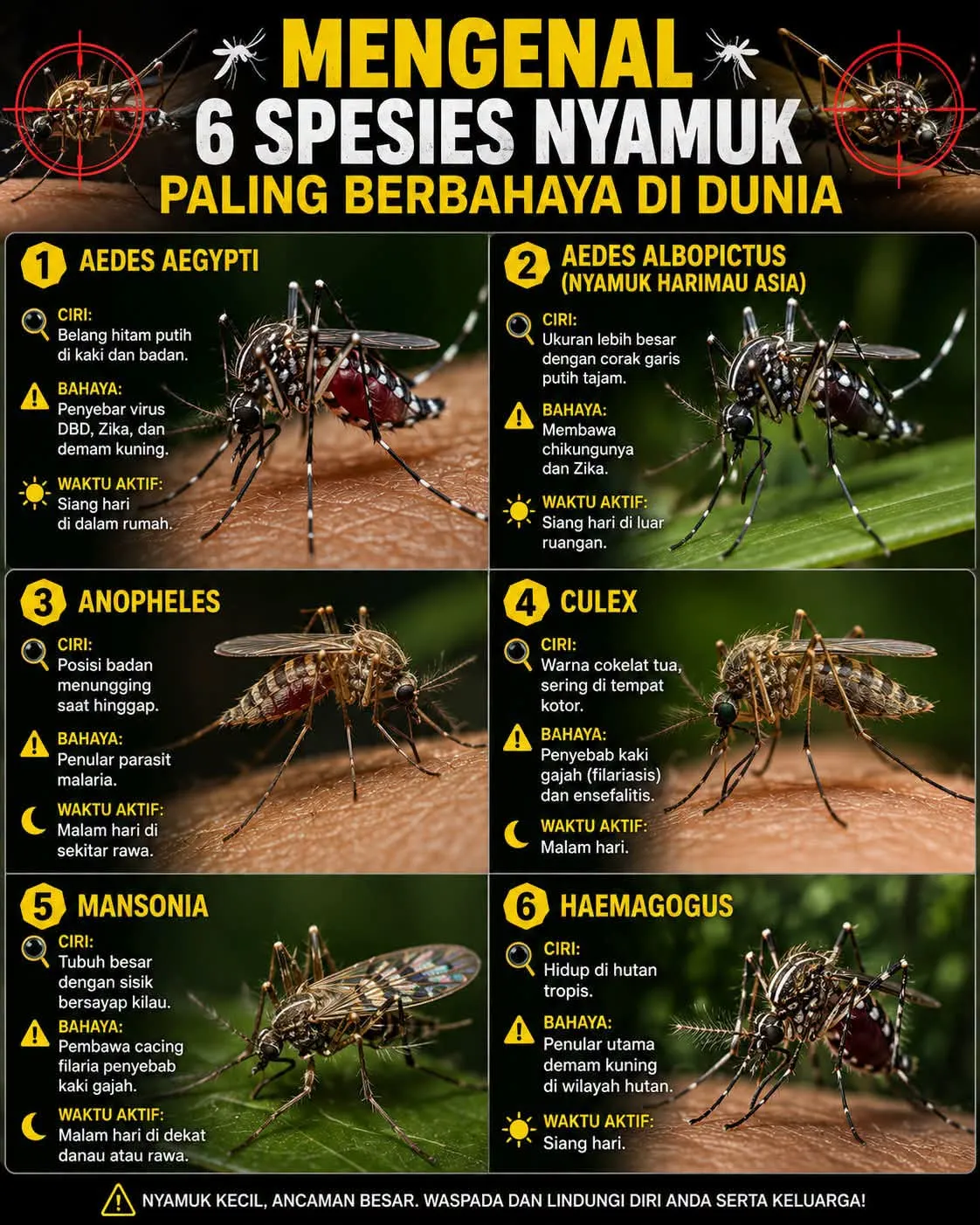 6 Spesies Nyamuk Berpotensi Berbahaya